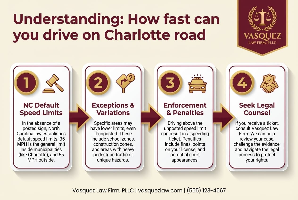 Línea de Tiempo del Proceso para Cómo Circular por las Carreteras de Charlotte: Límites de Velocidad y Aspectos Legales
