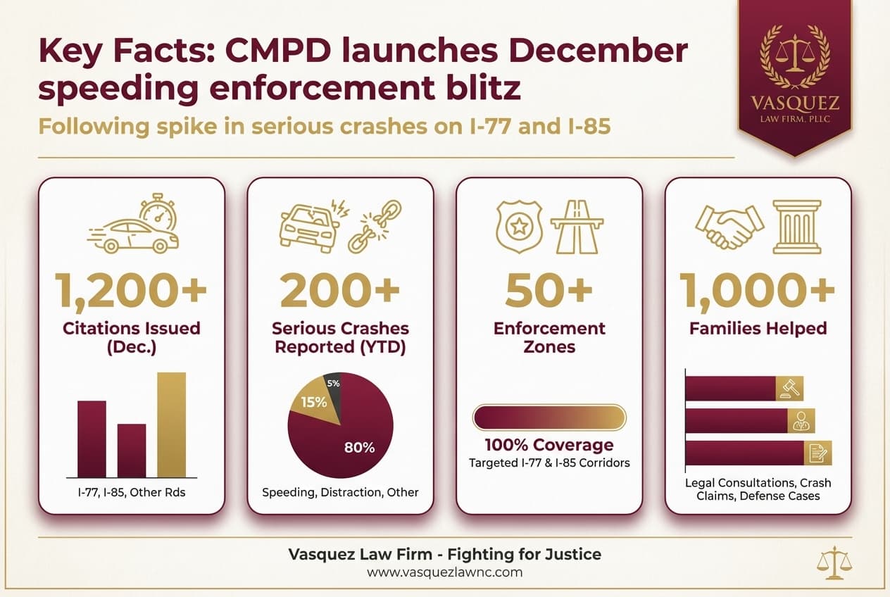 Estadísticas Clave y Datos para CMPD Lanza Operativo Intensivo de Control de Velocidad en Diciembre: Lo Que Debe Saber