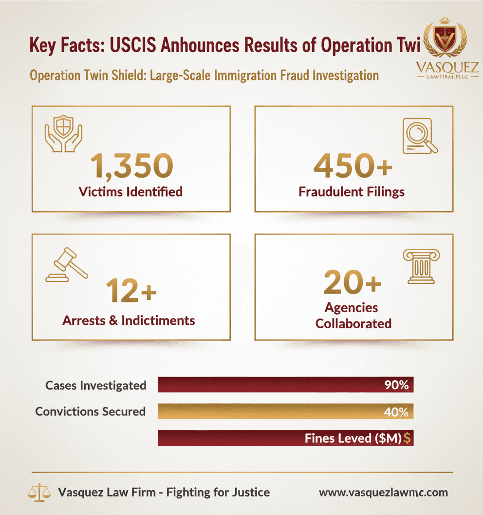 Estadísticas Clave y Datos para USCIS Revela Resultados de la Operación Escudo Gemelo: Navegando los Impactos del Fraude Migratorio