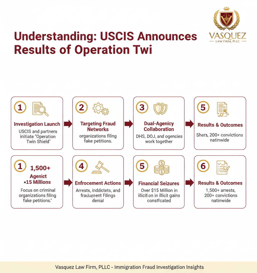 Línea de Tiempo del Proceso para USCIS Revela Resultados de la Operación Twin Shield: Impacto en Visa e Inmigración
