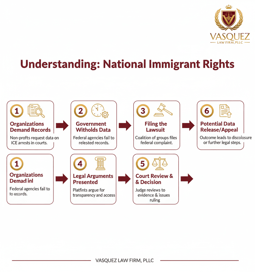 Process Timeline for Rights Groups Sue Gov Over ICE Court Arrests