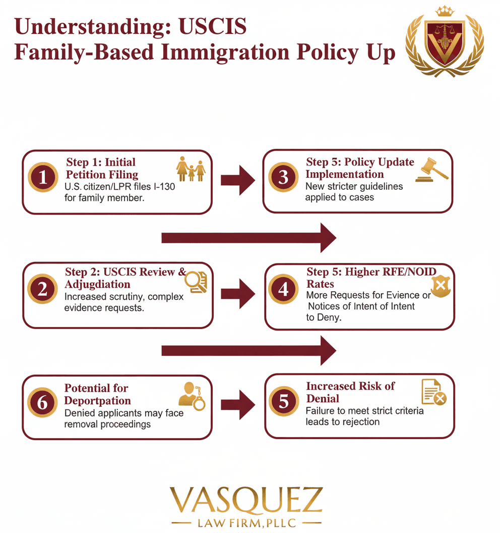 Línea de Tiempo del Proceso para Cambio de Política de USCIS: Mayor Riesgo de Negación y Deportación para Visas Familiares