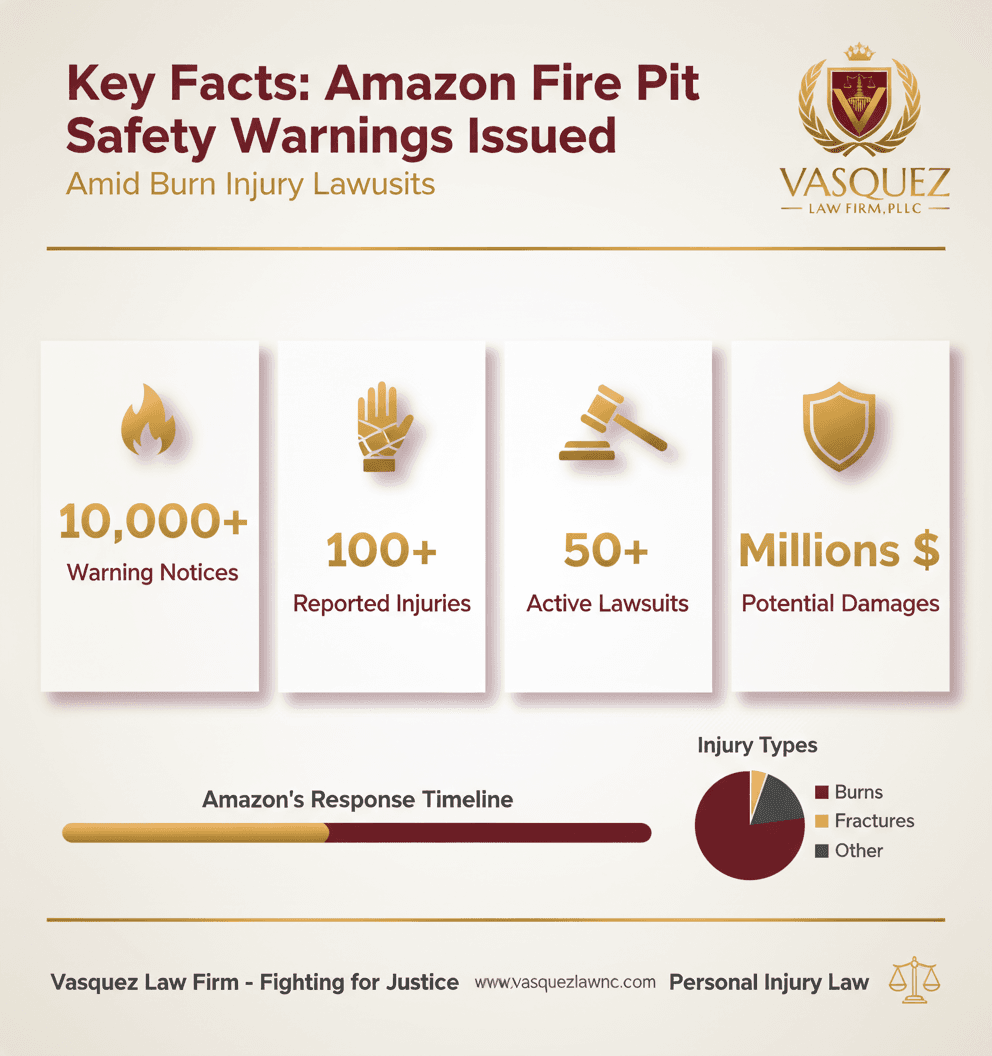Estadísticas Clave y Datos para Retiro del Mercado de Fogatas de Amazon: Proteja Sus Derechos Después de una Lesión por Quemadura