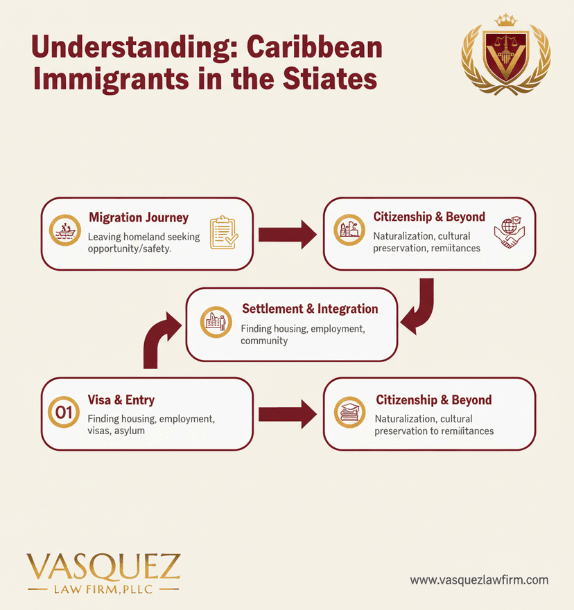Process Timeline for Navigating the Path: Caribbean Immigrants in the US