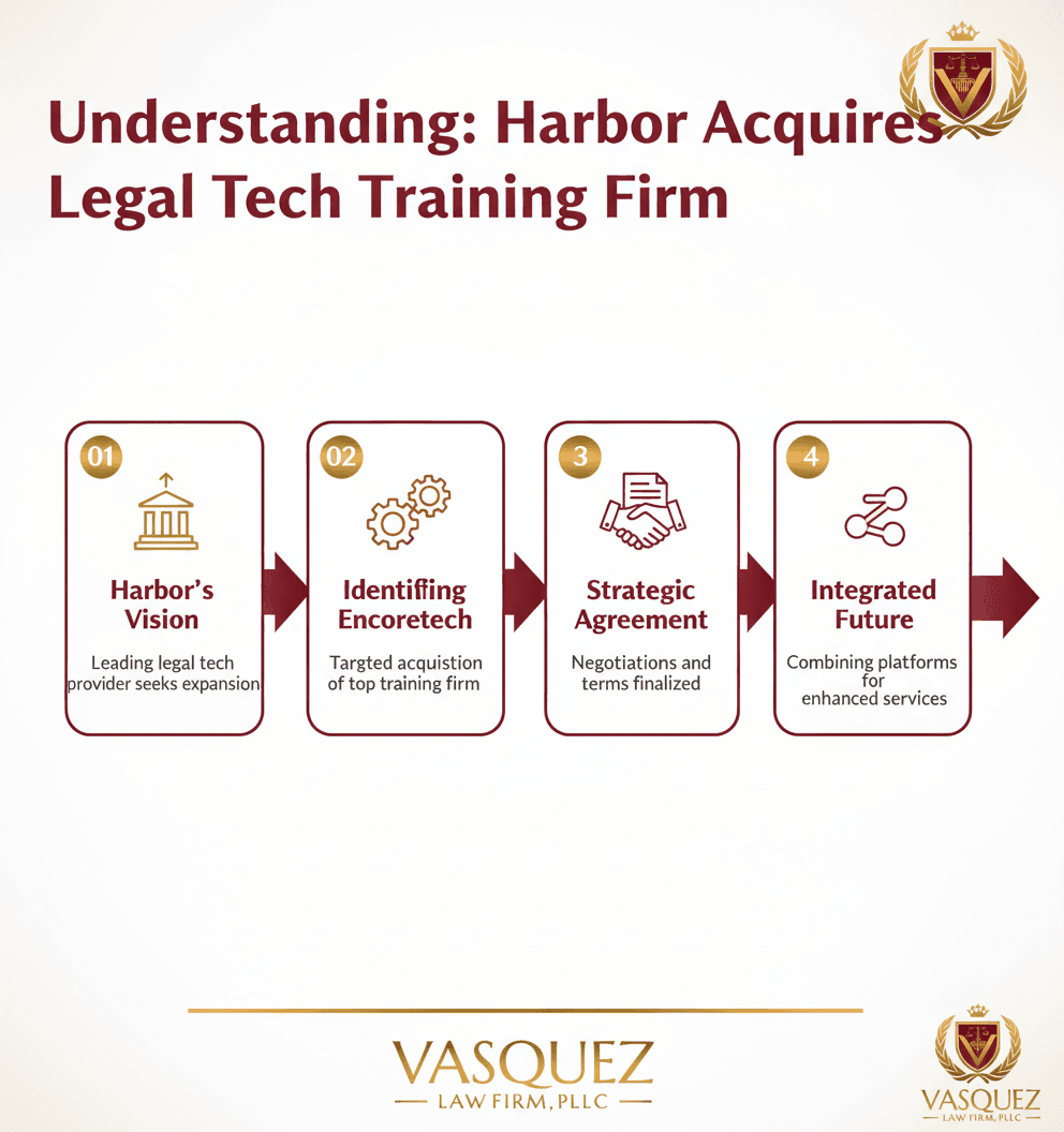 Línea de Tiempo del Proceso para Harbor Adquiere Encoretech: Una Nueva Era para la Formación en Tecnología Legal