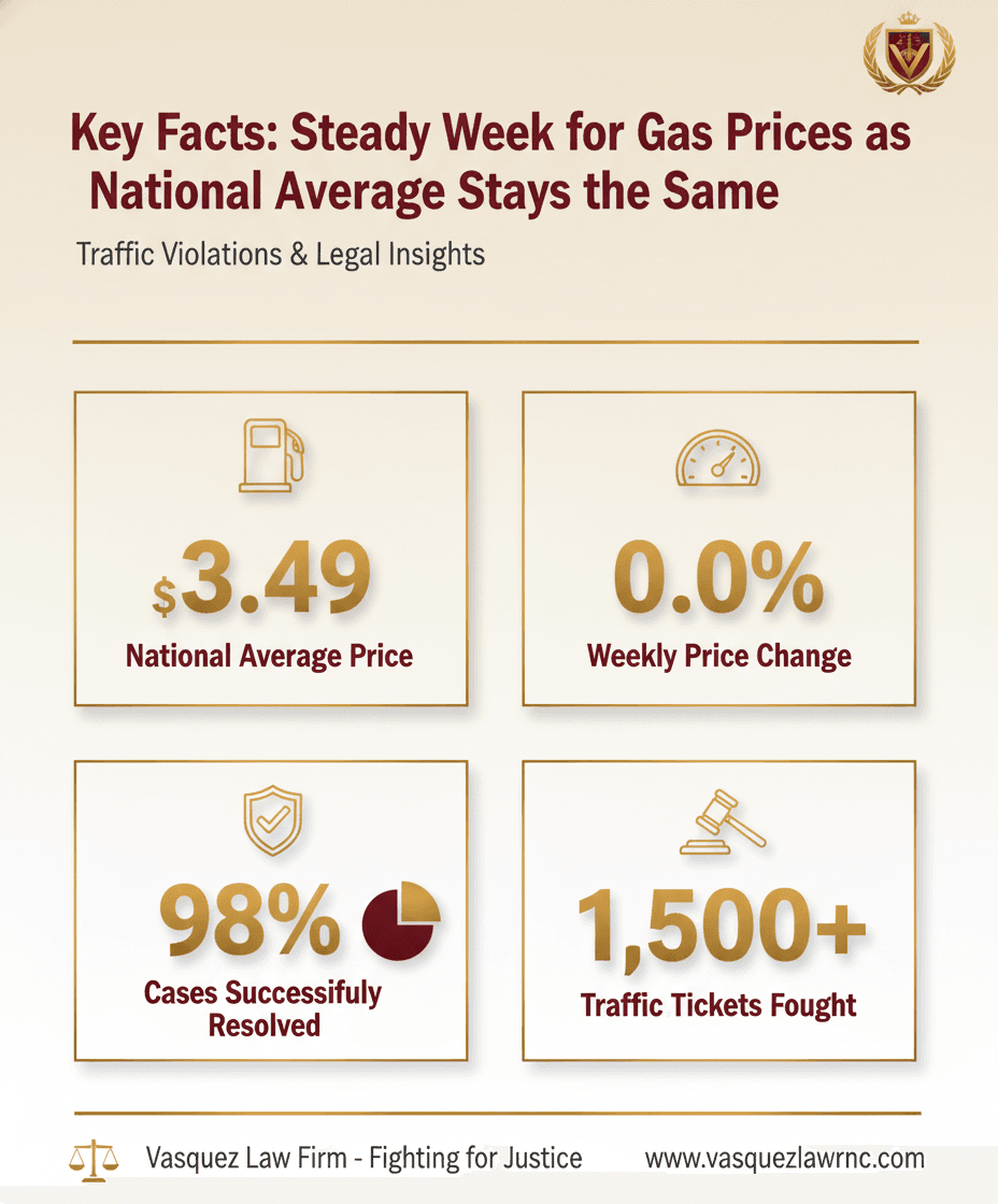 Estadísticas Clave y Datos para Navegando las Leyes de Tráfico de NC con Precios de Gasolina Estables