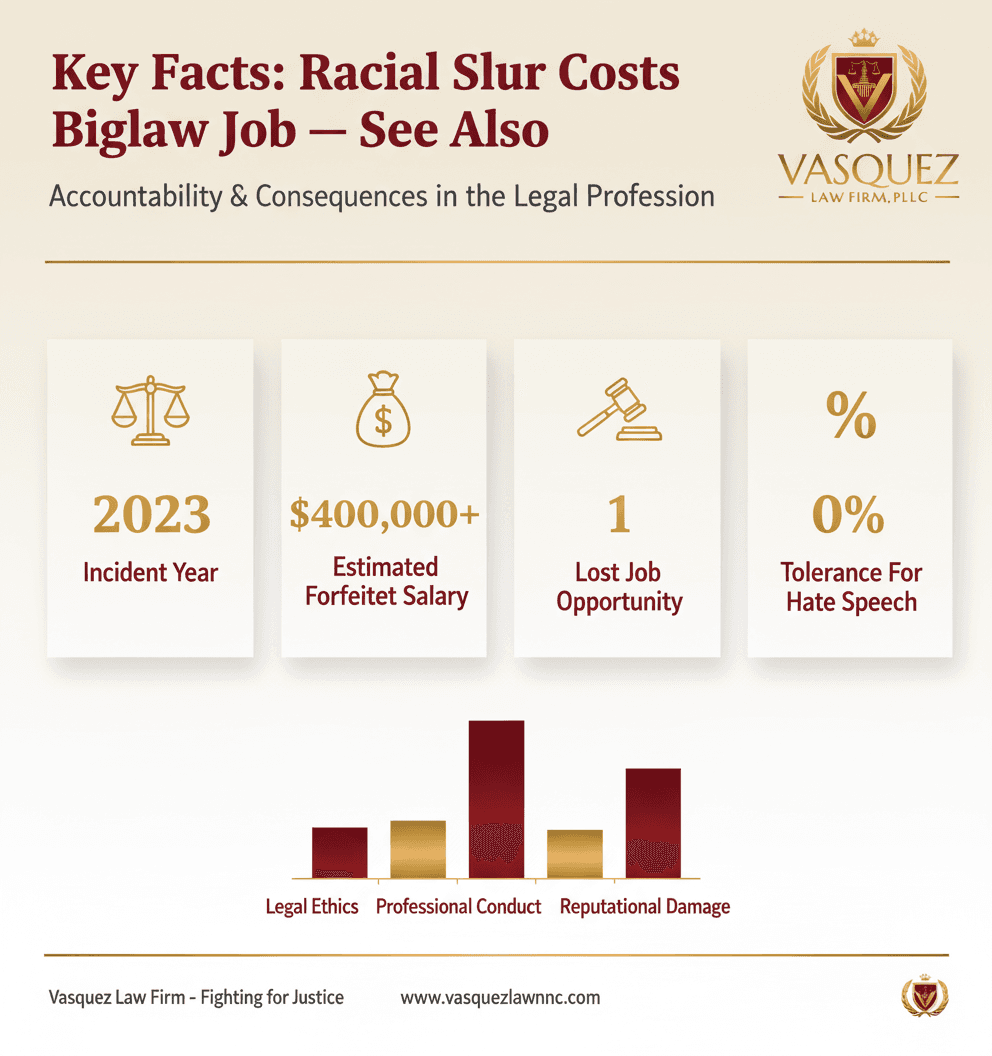 Estadísticas Clave y Datos para El uso de un insulto racial cuesta el empleo en Biglaw: Implicaciones en NC