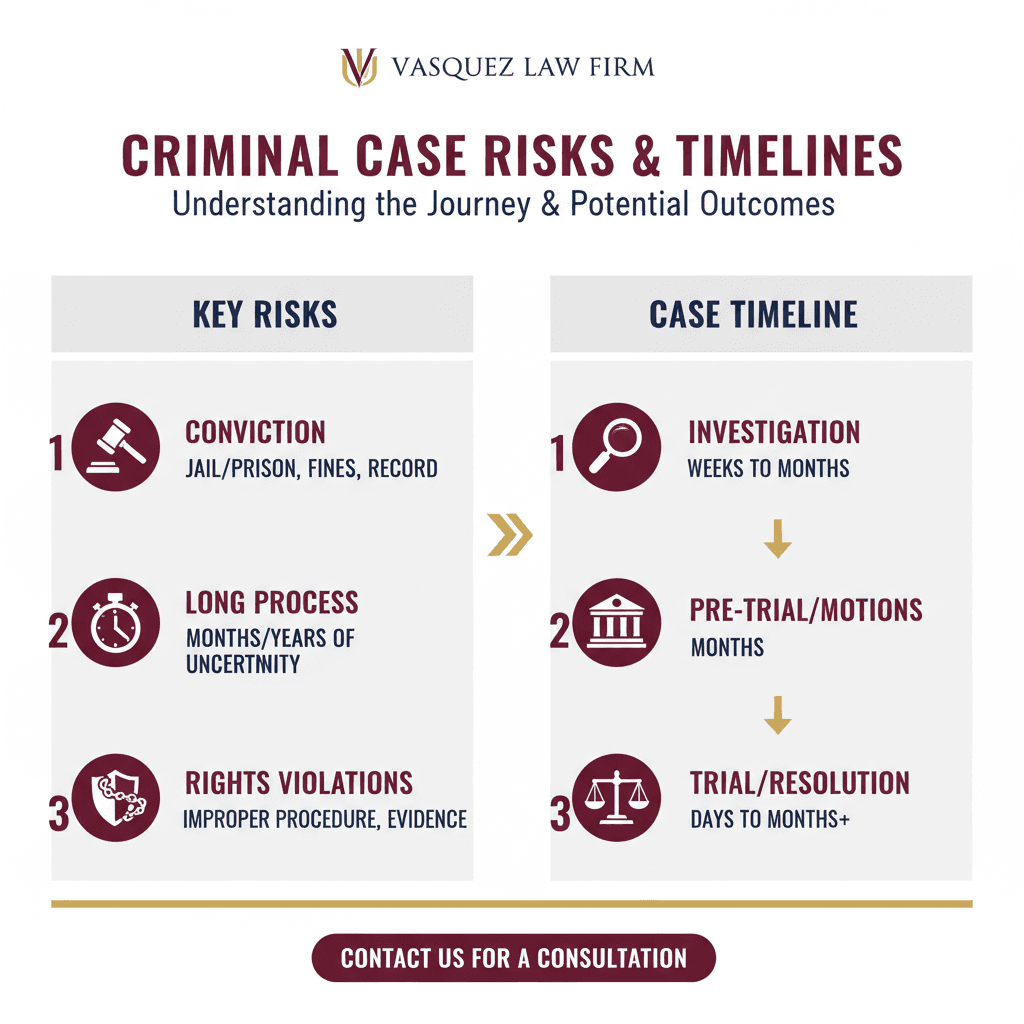 Línea de Tiempo del Proceso para Cómo Encontrar el Abogado de Defensa Criminal Correcto en Raleigh
