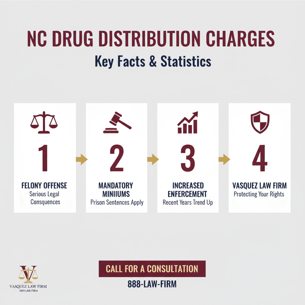 Línea de Tiempo del Proceso para Lo que Necesita Saber Sobre Cargos por Distribución de Drogas en Carolina del Norte en 2026