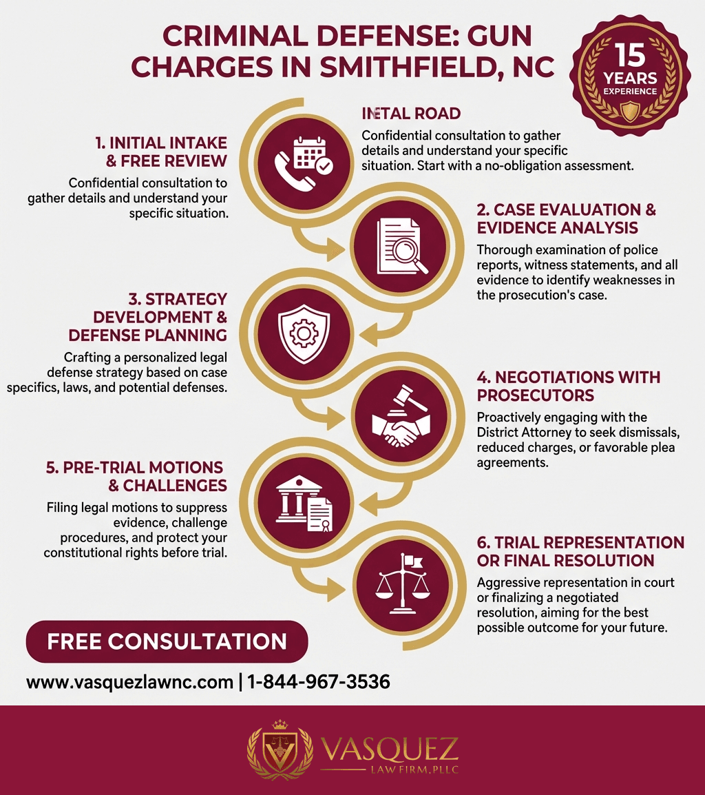 Línea de Tiempo del Proceso para Lo Que Sucede con los Cargos por Armas en Smithfield NC en 2026