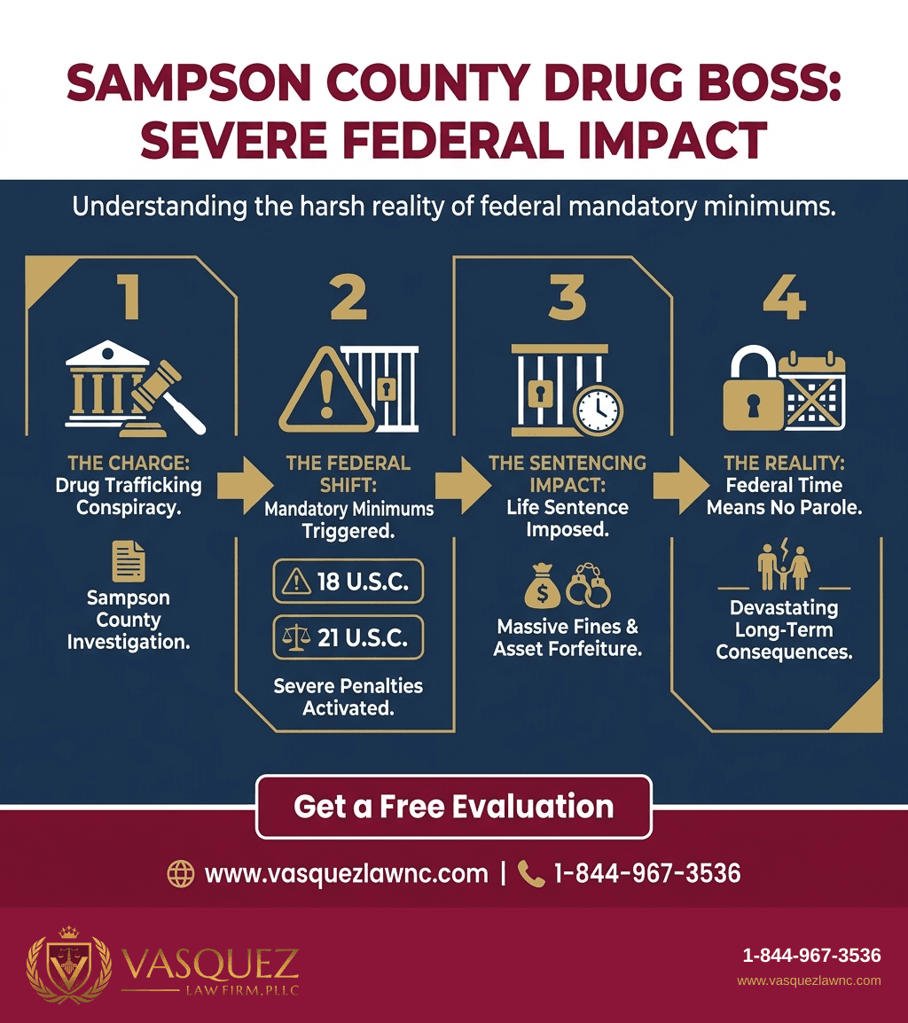 Línea de Tiempo del Proceso para Condena al Jefe de Tráfico de Drogas en Sampson County: Implicaciones para 2026