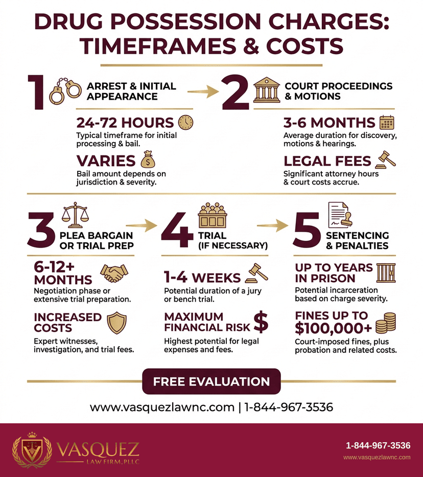 Process Timeline for What Are Drug Possession Charges in Smithfield NC in 2026?