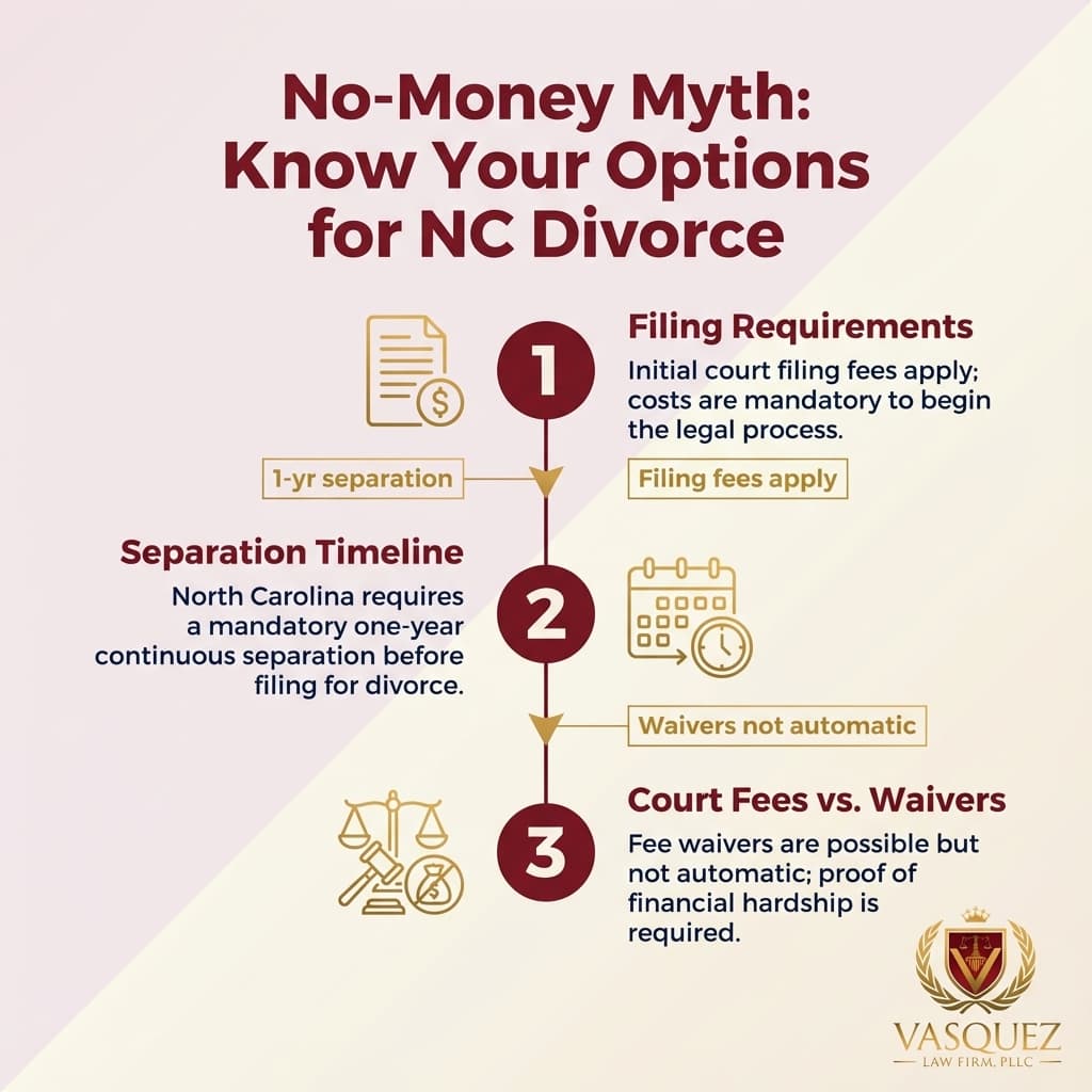Infografía 1 para La Verdad Sobre Obtener un Divorcio Sin Dinero en NC