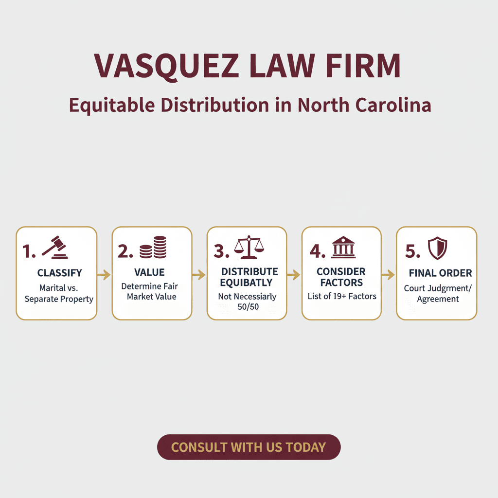 Estadísticas Clave y Datos para Cómo Se Distribuyen los Fondos Matrimoniales en un Divorcio en Carolina del Norte en 2026