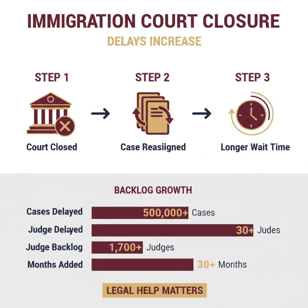 Estadísticas Clave y Datos para Administración Trump cierra tribunal de inmigración y aumenta retrasos