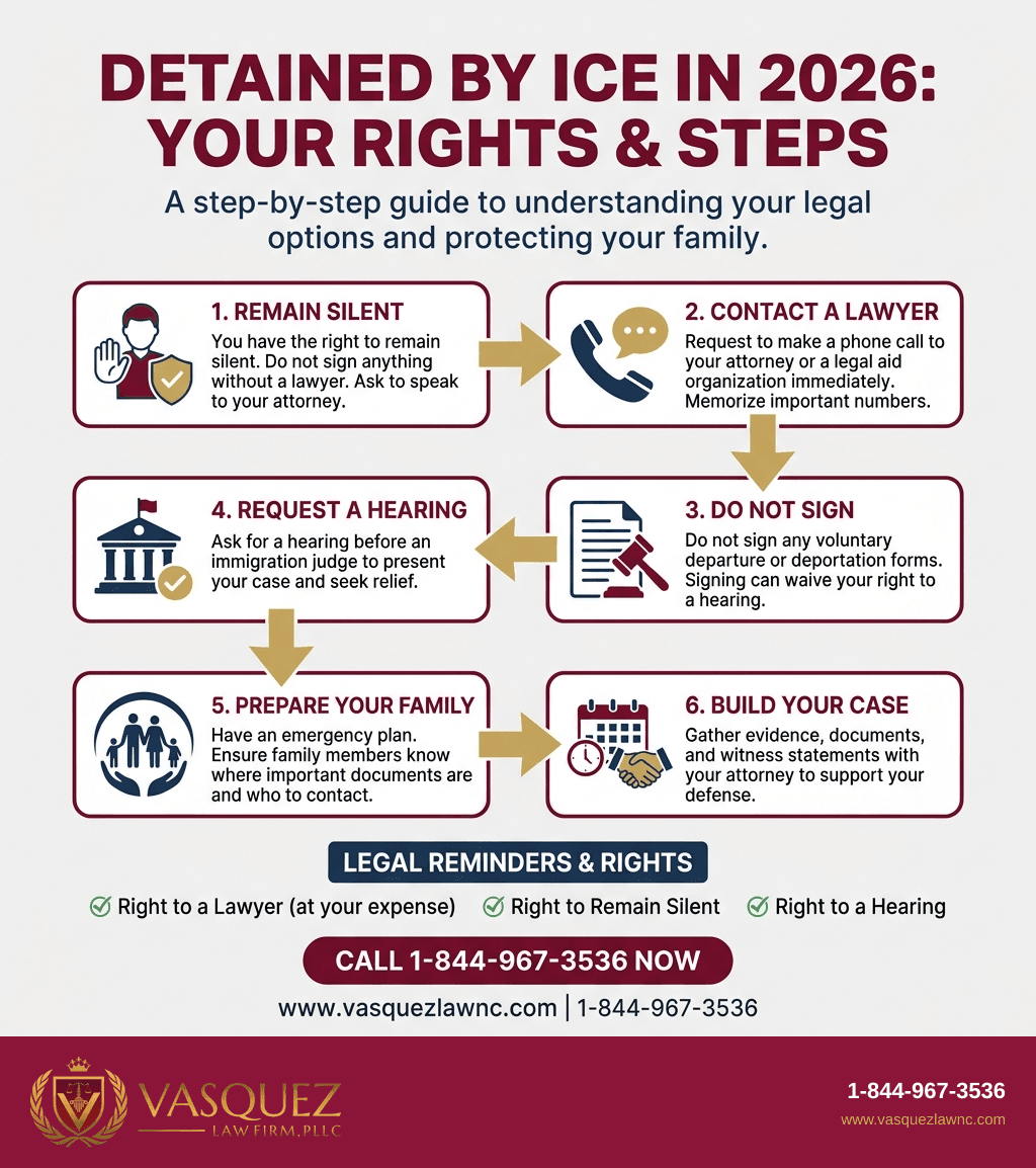 Infografía 1 para Detención por ICE en 2026: Lo Que Debes Saber para Proteger Tus Derechos