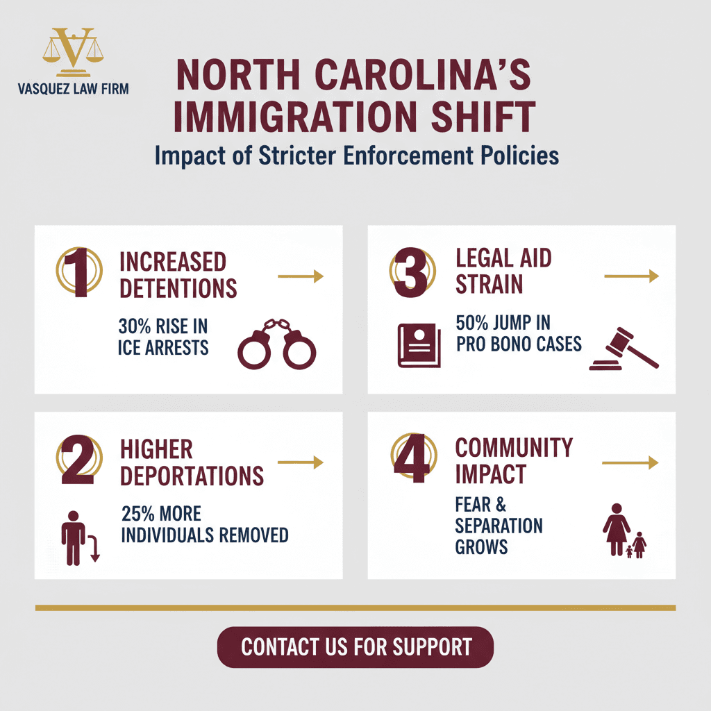 Línea de Tiempo del Proceso para Cambios en la Aplicación de la Inmigración en Carolina del