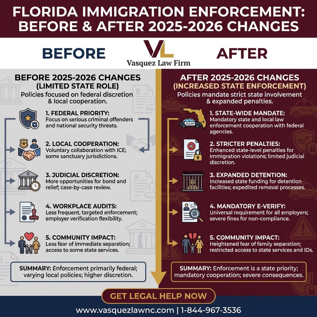 Línea de Tiempo del Proceso para Cómo Proteger Sus Derechos Durante Arrestos de ICE en Tallahassee en 2026