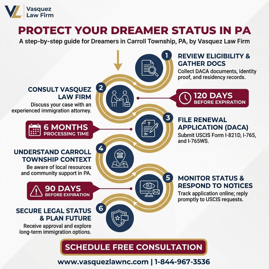 Línea de Tiempo del Proceso para Opciones Migratorias en Carroll Township para Dreamers en 2026