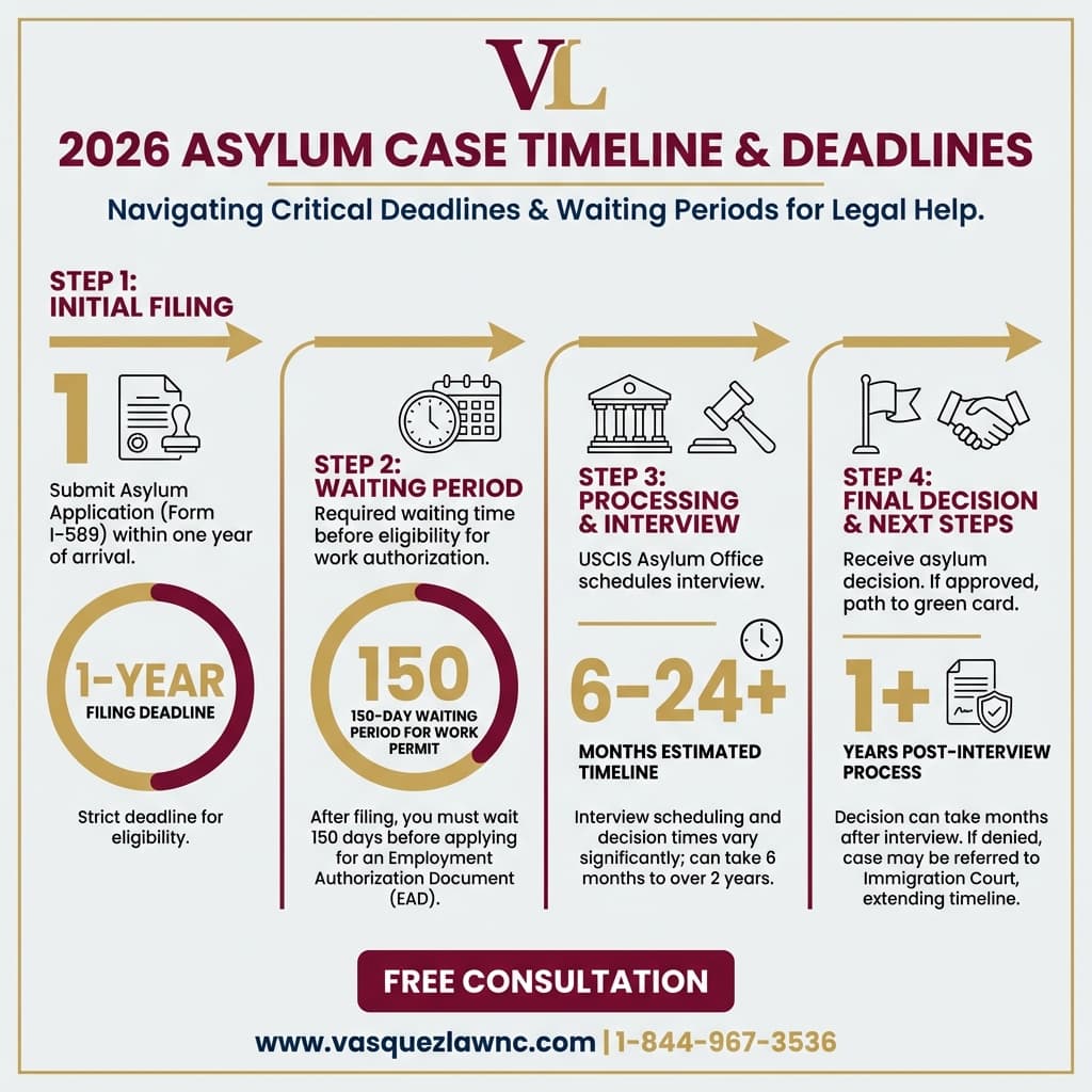 Línea de Tiempo del Proceso para Cómo Funcionan los Casos de Asilo en 2026: Lo que Debes Saber