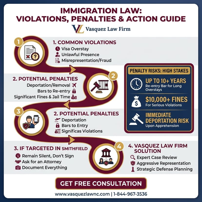 Process Timeline for What Are Immigration Law Violations in Smithfield NC in 2026?