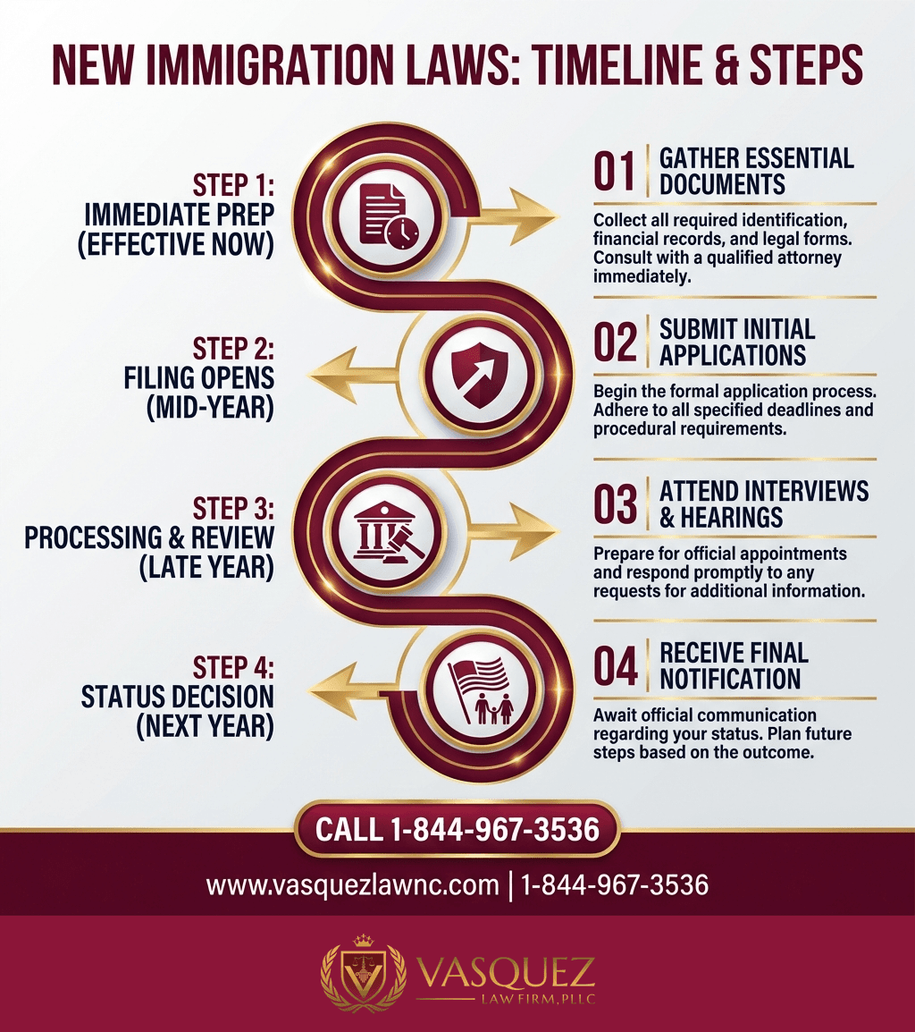 Línea de Tiempo del Proceso para Impacto de la Nueva Ley de Inmigración en Charlotte para 2026