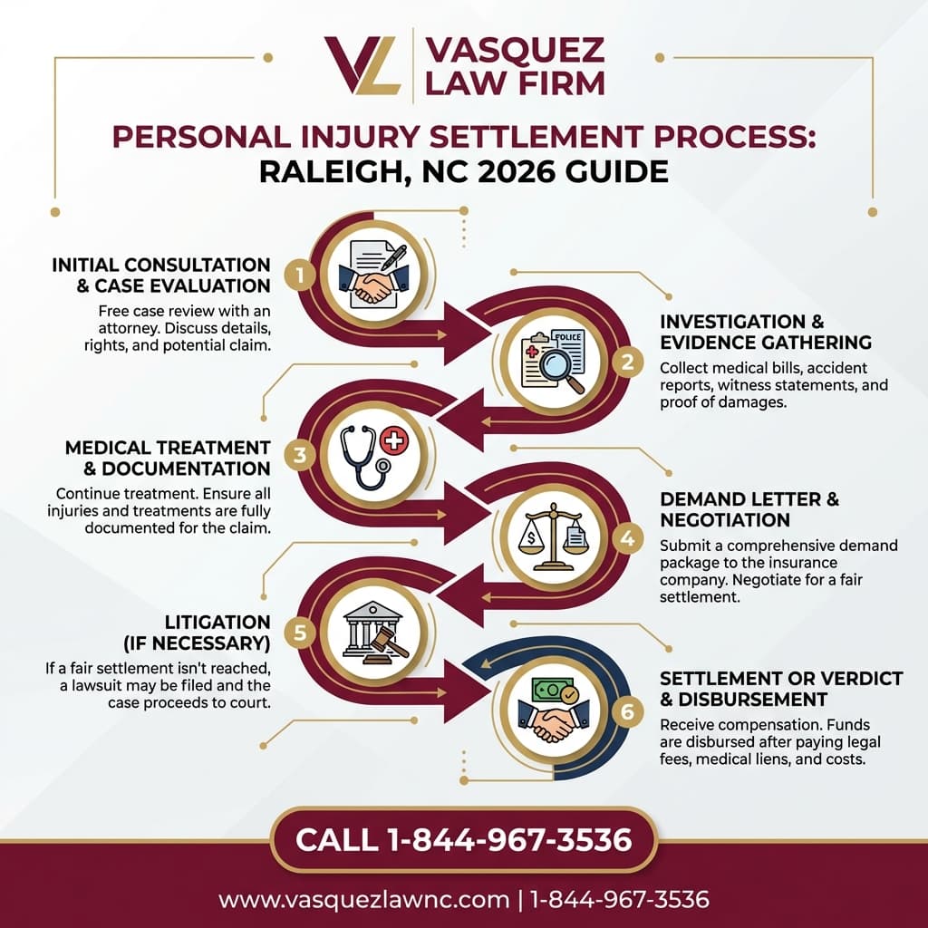 Estadísticas Clave y Datos para Cómo Funcionan los Acuerdos por Lesiones Personales en Raleigh, Carolina del Norte en 2026