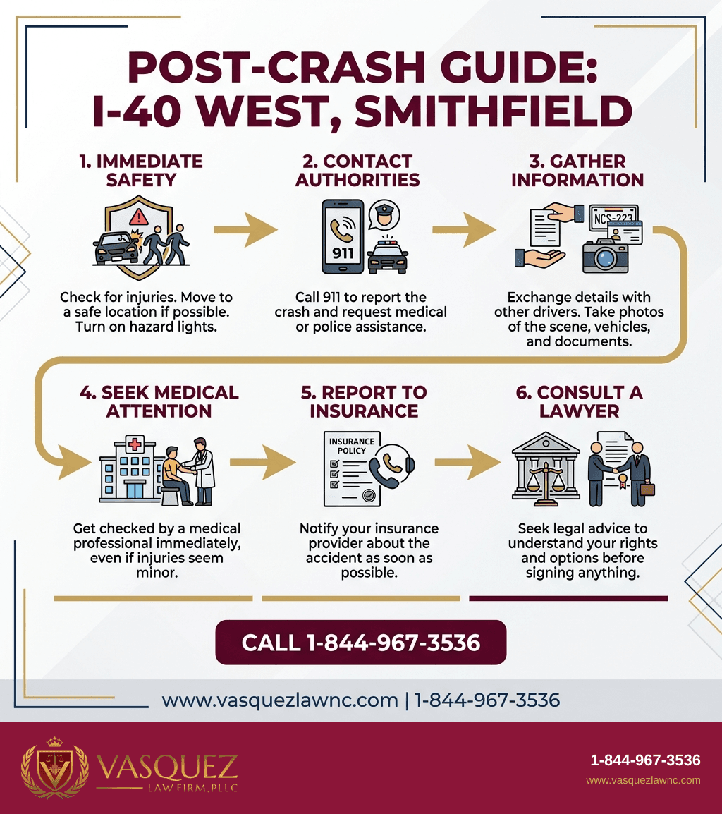 Infografía 1 para Qué hacer tras un accidente en la I-40 Oeste en Smithfield en 2026