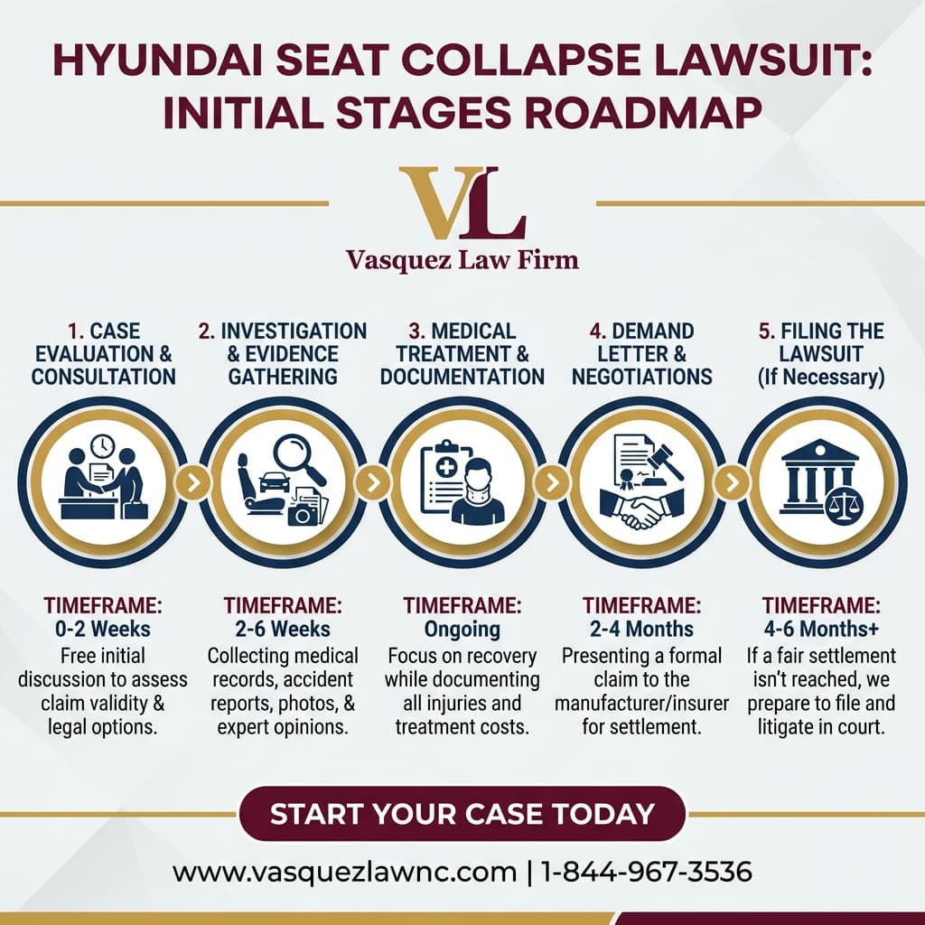 Línea de Tiempo del Proceso para Lo que Debe Saber Sobre la Demanda por Colapso de Asiento Hyundai en 2026