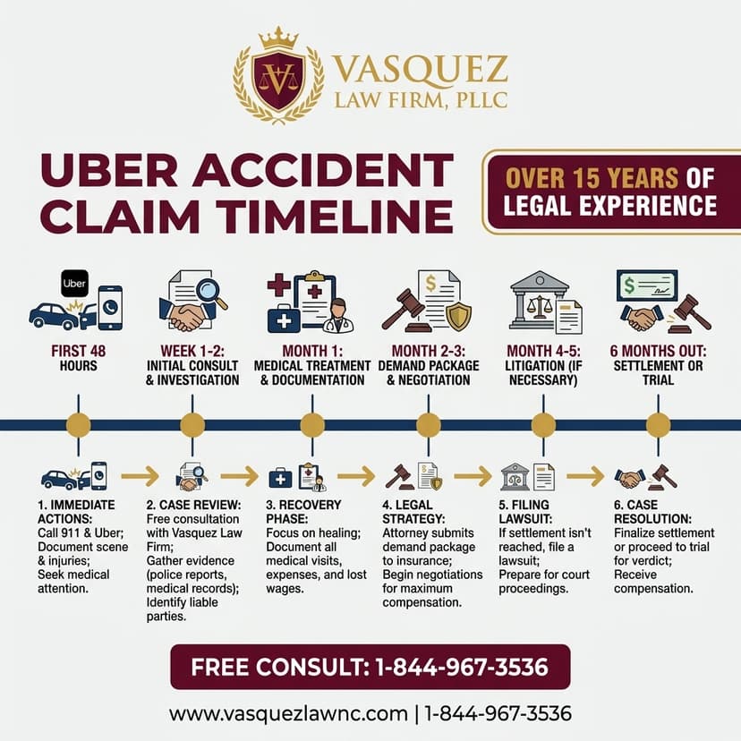 Process Timeline for What Happens After an Uber Accident in Raleigh in 2026?