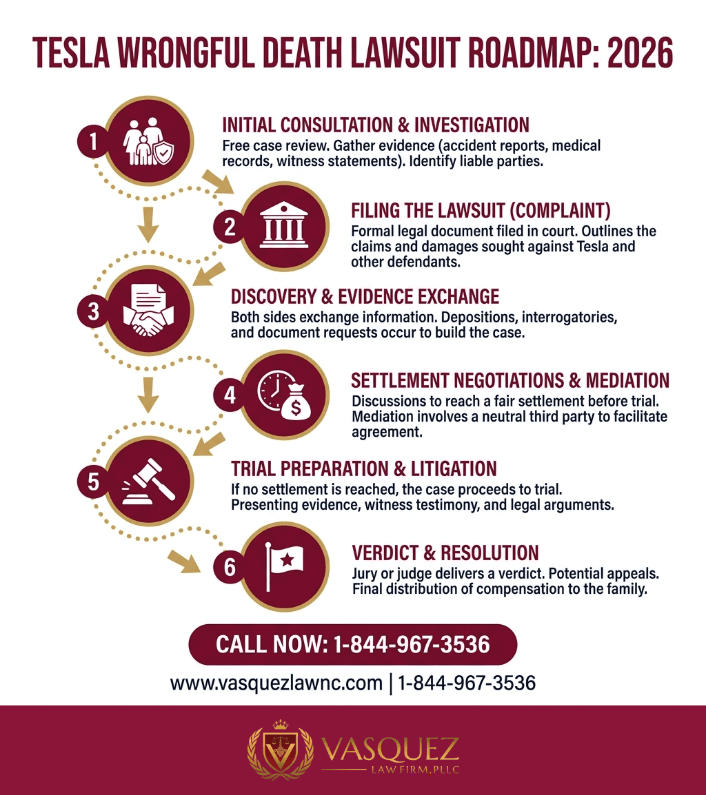 Línea de Tiempo del Proceso para Demandas por Muerte Injusta contra Tesla: Lo que los Familiares Deben Saber en 2026