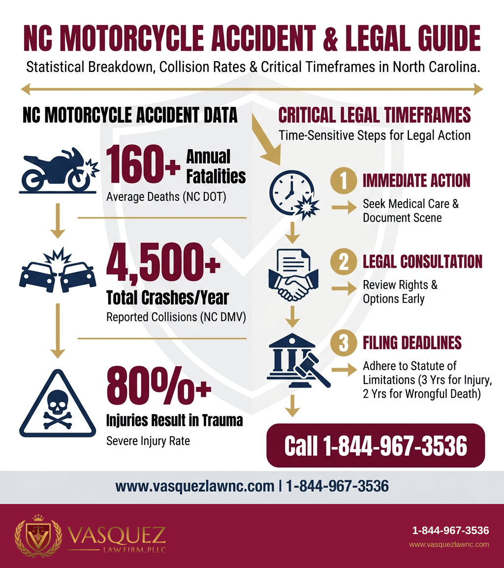 Línea de Tiempo del Proceso para Todo lo que Debes Saber sobre Accidentes de Motocicleta en Charlotte en 2026