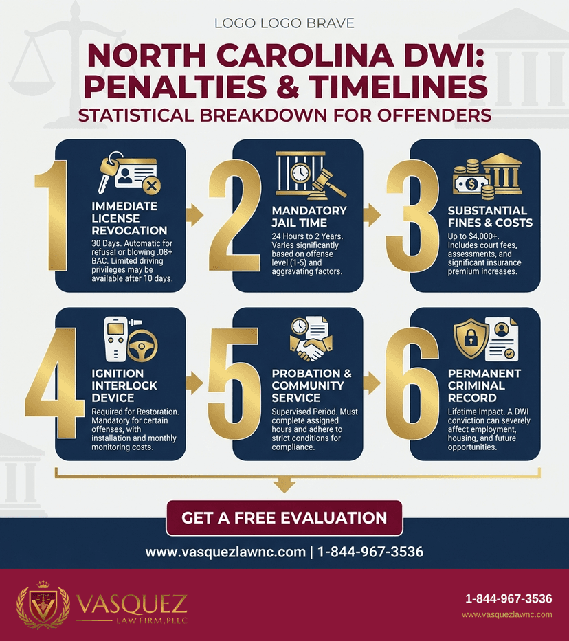 Process Timeline for What Happens to DWI Offenders in North Carolina in 2026?