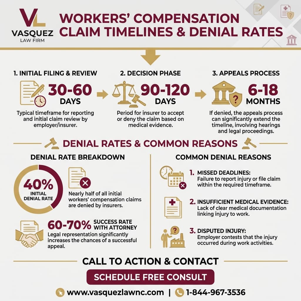 Línea de Tiempo del Proceso para Reclamo de Compensación Laboral Denegado en NC: Guía para Apelar en 2026
