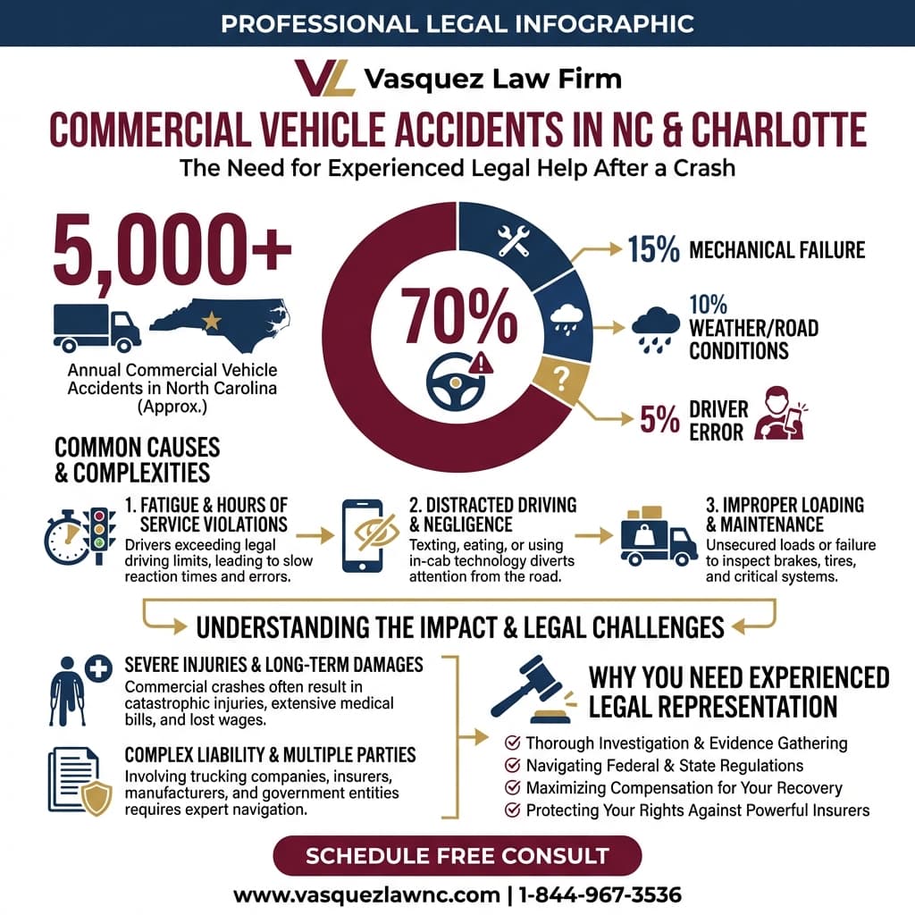 Línea de Tiempo del Proceso para Qué Hacer Después de un Accidente con Vehículos Comerciales en Charlotte 2026
